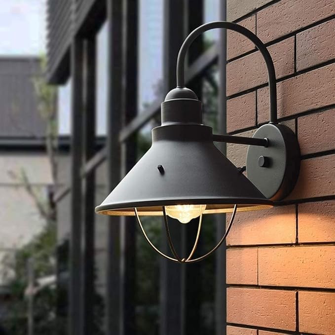 American E27 Outdoor Loft Retro Wall Lamp Cafe Decoration Wrought Iron Single Head Outdoor Corridor Aisle Glass Waterproof Wall Sconce Balcony Garden Patio Villa Wall Light (Size : One Size)