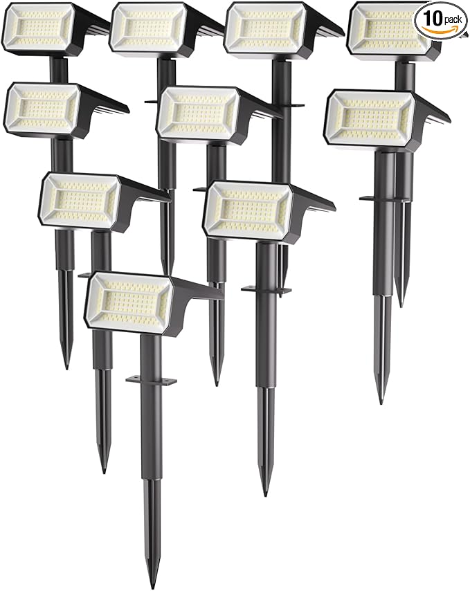 Fabrito Solar Spot Lights Outdoor 10 Pack, [108Leds, 4 Modes] Auto On/Off Spotlights, IP67 Waterproof Landscape | Lumora