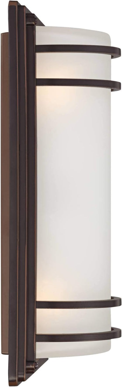 John Timberland Habitat Modern Industrial Outdoor Wall Light Fixture Rubbed Bronze Steel 16" Opal Etched Glass for Exterior House Porch Patio Outside Deck Garage Yard Front Door Garden Home