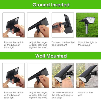 Biling Solar Spot Lights Outdoor, Bright 700 Lumen Solar Outdoor Lights IP67 Waterproof Adjustable Landscape Spotlights for House Tree Patio Pathway Yard Garden Driveway - Warm White(4 Pack)