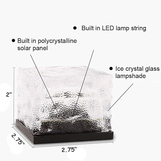 Solar Ice Cube Lights - Solar Brick Light LED Landscape Light Crystal Brick Light Outdoor Path Lights Waterproof | Lumora