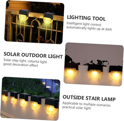Lurrose 4pcs Solar Stair Lights Outdoor Led Step Lamps Solar Garden Path Lights Weatherproof Energy-Saving No Wiring Easy Install