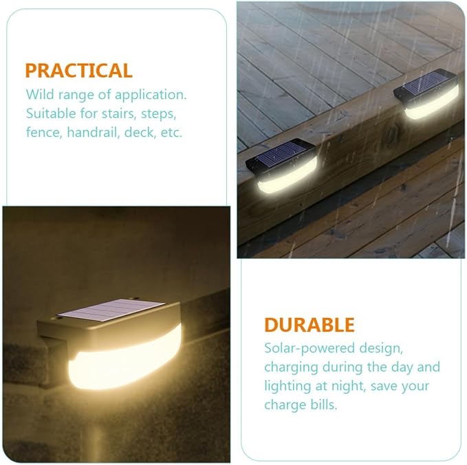 2pcs Solar Stair Lights Outdoor LED Step Lamps with High-Conversion Panels for Garden Decks Fence Handrail | Lumora