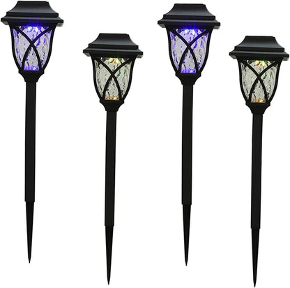 Angoily 4pcs Solar Garden Light Led Landscape Lamp for Lawn Pathway Outdoor Use Construction Easy Installation Dual Function Ground Pillar Lamp