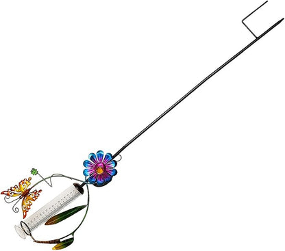 Zerodeko Solar Yard Lights with Decorative Butterfly Windmill and Rain Gauge, Solar Outdoor Garden Path Lights for Lawn and Patio, Solar-Powered Landscape Lighting
