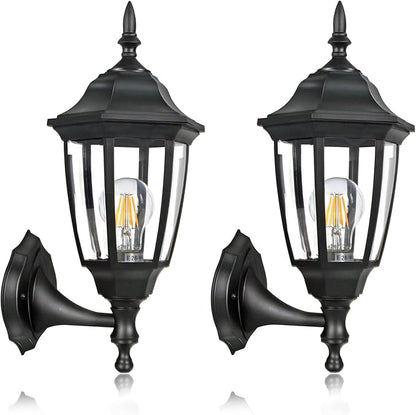 FUDESY Outdoor Wall Porch Lights, Exterior Waterproof Wall Sconce Light Fixture, Black Plastic Wall Lantern Wall Mount Lighting for Front Door, Garage, Patio, FDS341B2 (Bulb Included)