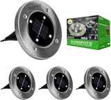 Solar LED Disk Lights - 4 LEDs, Outdoor Ground Landscape Lights for Lawn, Garden, Patio, Pathway - Set of 4 | Lumora
