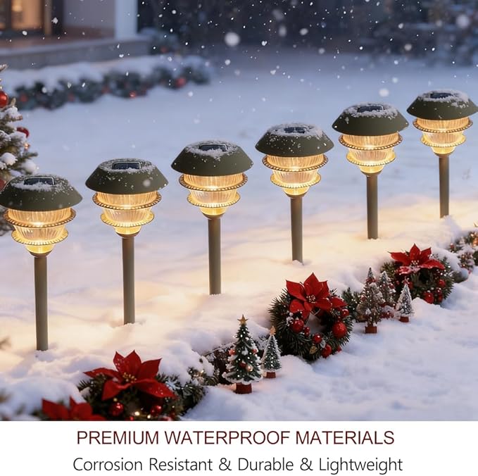 Bright Zeal 6-Pack 16.5" Solar Stake Lights Outdoor Waterproof - Warm White LED Decorative Lights for Pathway Patio Yard - Landscape Lamps for Sidewalk Decor