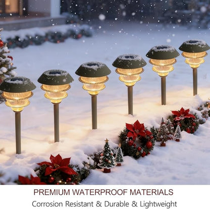 Bright Zeal 6-Pack 16.5" Solar Stake Lights Outdoor Waterproof - Warm White LED Decorative Lights for Pathway Patio Yard - Landscape Lamps for Sidewalk Decor