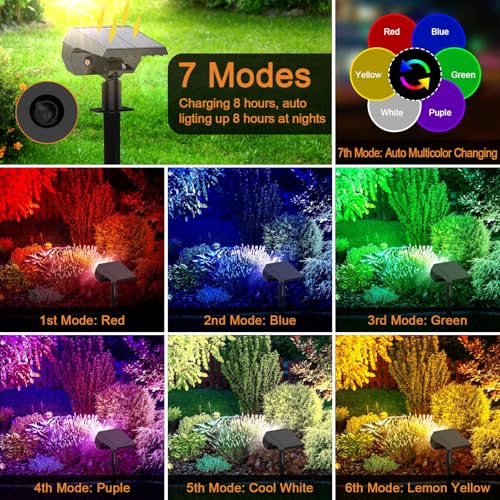 WELALO Solar Color Changing Spot Lights Outdoor, IP68 Waterproof, 2 Pack