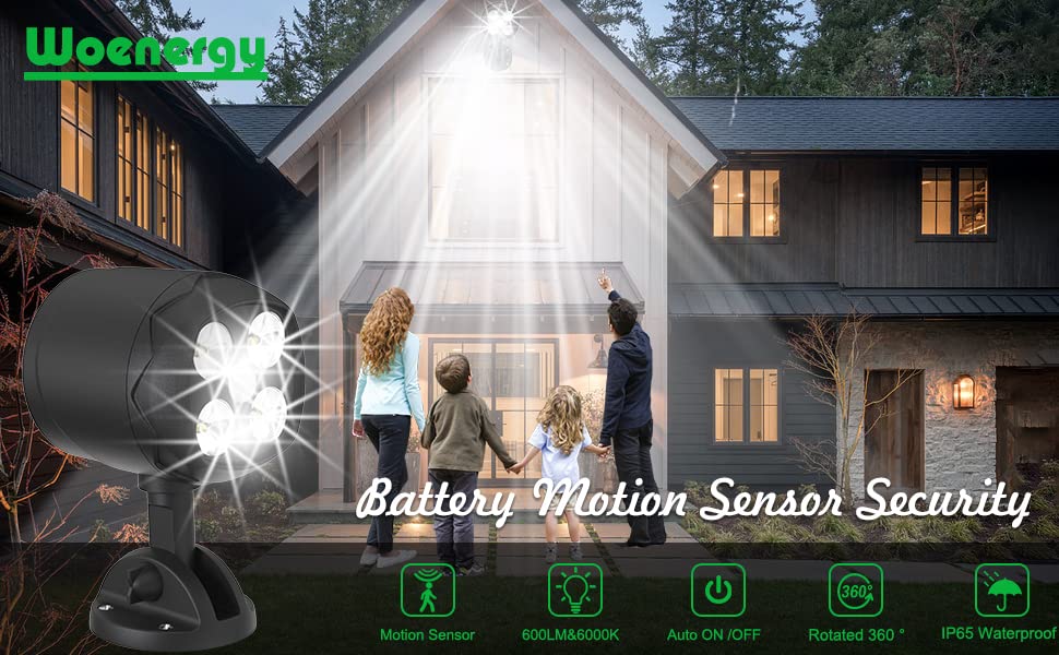 Battery Motion Sensor Light Outdoor 8W 600LM 2Packs