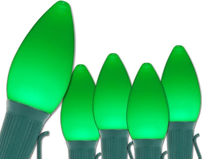Wintergreen Lighting 25 ft Opticore LED Opaque Commercial C7 Green Christmas Lights, Commercial LED String for Outdoor Christmas Use, Green Wire (25 Lights)