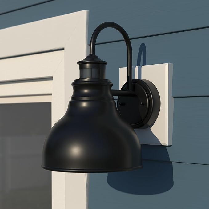 VAXCEL Delano Bronze Motion Sensor Dusk to Dawn Farmhouse Barn Dark Sky Outdoor Wall Light | Lumora