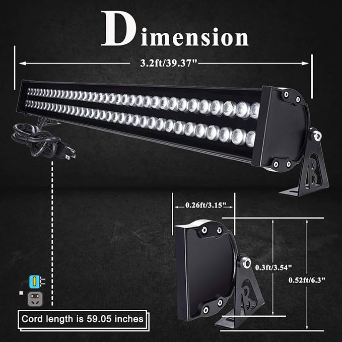 72W LED Wall Washer Lights 3.2ft/40 120V IP65 Waterproof Linear LED Light Bar Warm White 3000K Walls Trees | Lumora