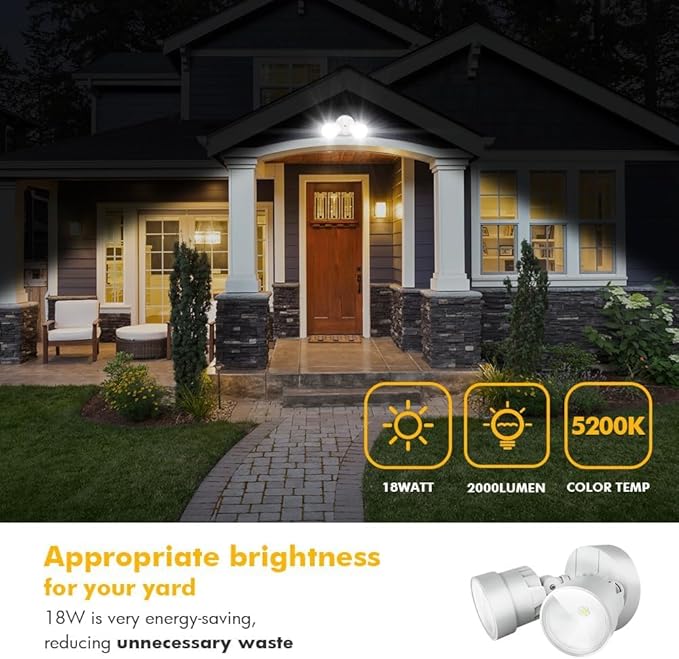 LUTEC P6221W 2000 Lumen 18 Watt 28 LED Dual-Head Flood Light Outdoor, Waterproof Exterior Security Wall Light for | Lumora