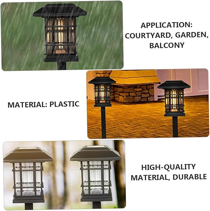 Toyvian Solar LED Landscape Lights for Outdoor Garden Pathway Waterproof 4-Piece Set Dusk-to-Dawn Sensor for Yard Lighting