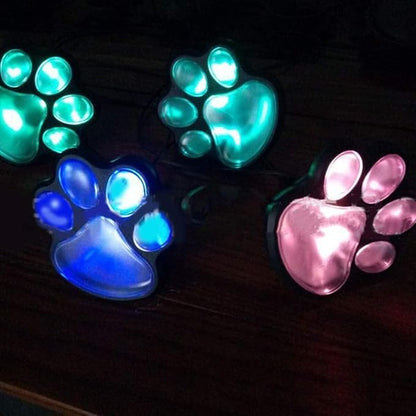 4 Solar Dog Animal Paw Print Lights Garden Statue Lantern Led Path 3" Light Lamp for Pathway,Lawn,Yard,Outdoor Decorations (Colorful)