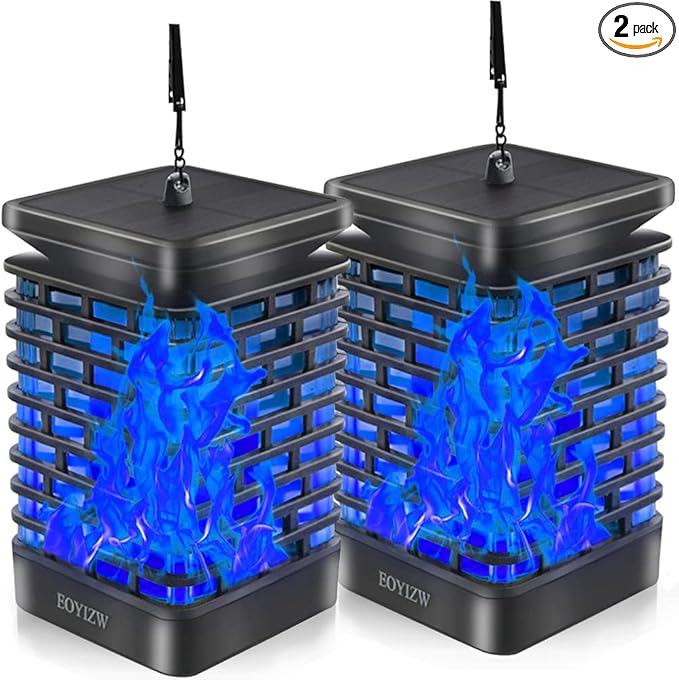 EOYIZW Solar Lights Outdoor, 99 LEDs Flickering Flame Lantern for Garden Decor- 2 Pack Waterproof Solar Garden | Lumora