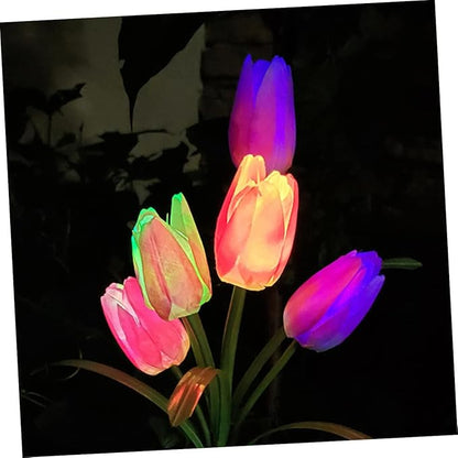 DOITOOL 2pcs Lawn Solar Lamp Head Tulip Design Outdoor Light Ornament for Garden Cloth for Courtyard and Pathway Decor