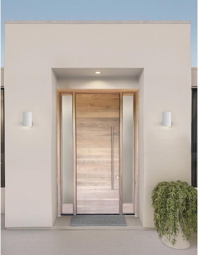 Progress Lighting 5-Inch Cylinder Outdoor Wall Sconce, 1-Light Modern Wall Mount Light, Interior and Exterior Lighting for Home or Porch, Aluminum Construction, White (P5674-30)