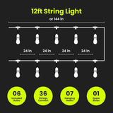 Feit Electric LED String Lights with Flame Bulbs Effect, 12ft Commercial Grade and - Outdoor Security Flood Light | Lumora