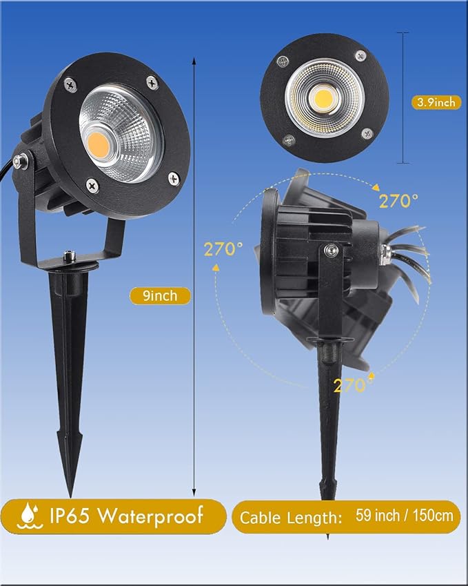 20W LED Landscape Lighting Outdoor Spotlight 120V AC Waterproof Yard Spot Lights Outdoor with Stake for Tree Flag | Lumora