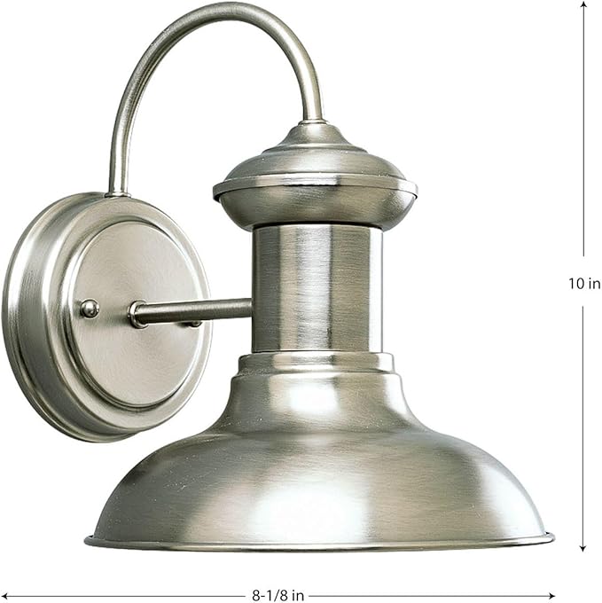 Progress Lighting P5721-81 1-Light Wall Lantern, Antique Nickel