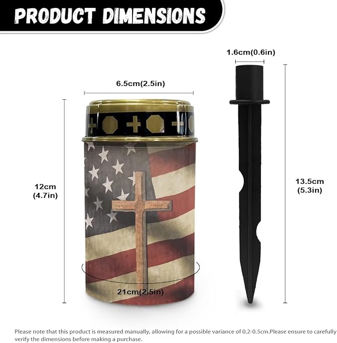 American Flag Cross Solar Stake Lights Waterproof Guardian Solar Lights Driveway Markers Solar Walkway Lights Sympathy Remembrance Memorial Gift for Grave Ornaments Garden Decor