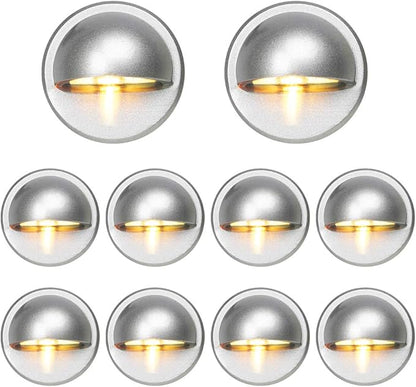 FVTLED Pack of 10 Low Voltage LED Deck Light Kit Φ1.38 Waterproof Outdoor Step Stairs Garden Yard Patio Landscape Decor Lights Warm White Lamp