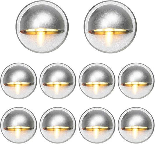 FVTLED Pack of 10 Low Voltage LED Deck Light Kit Φ1.38 Waterproof Outdoor Step Stairs Garden Yard Patio Landscape Decor Lights Warm White Lamp