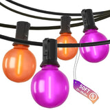 50ft Halloween Outdoor String Lights, G40 LED Halloween Globe Lights with 27 Frosted Orange and Purple Bulbs(2 | Lumora