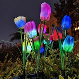 4pack Outdoor Solar Tulip Led Flower Garden Stake Light, Yard Decorative Light Up Tulip Flowers, Decorative Solar | Lumora