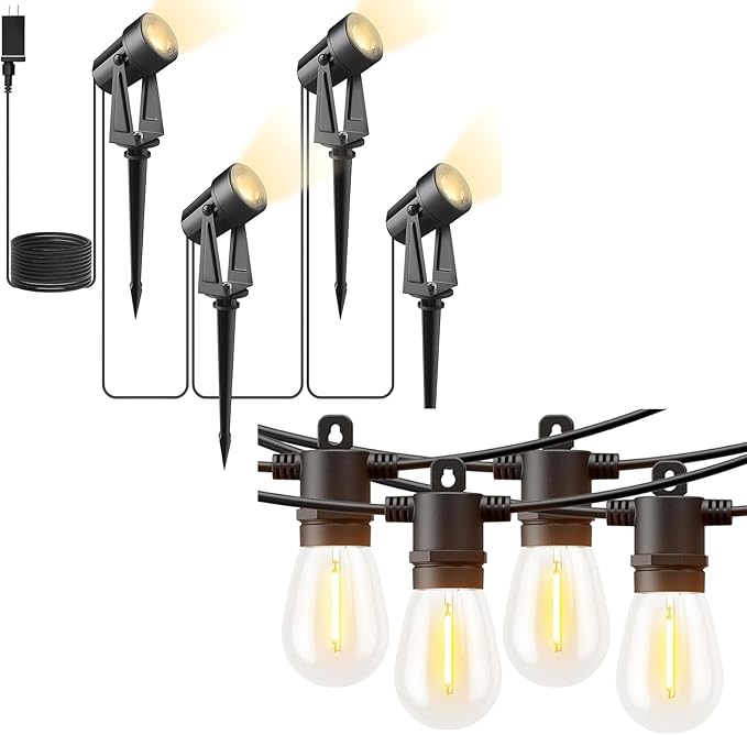 Svater Outdoor String Lights 200 FT with 4 Pack Landscape Lighting Low Voltage for Patio Backyard Fence Garden