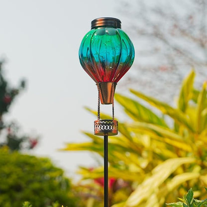 Solar Garden Lights Outdoor Waterproof with Hot Air Balloon, Led Garden Lights Outdoor Solar Landscape Stake Light Decor for Outside Pathway Walkway Yard Patio
