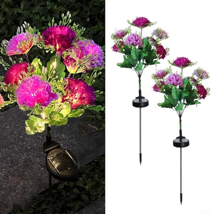 2 Pack Solar Garden Lights IP65 Waterproof LED Stakes 70cm Outdoor Decorative Lighting for Patio Path Lawn Balcony Fence(Purple)