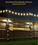 2 Pack 10FT String Light Poles for Outdoor Decor, Sturdy Light Pole with Fence Brackets, Adjustable Metal Posts for | Lumora