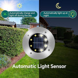 4 Pack Solar Deck Lights, 8 LEDs Solar Ground Lights Outdoor Garden, Bright White Light, IP65 Waterproof, Decking | Lumora