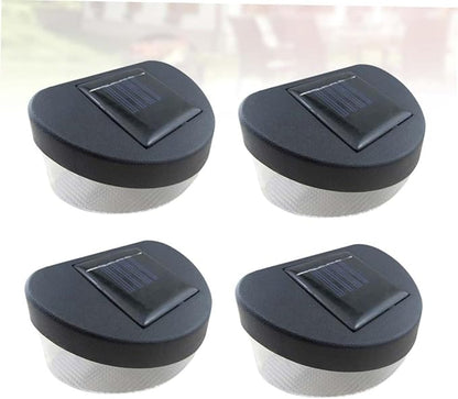 Cabilock 4pcs Solar Led Wall Lamp Black Shell White Light for Outdoor Garden Pathway and Porch Decor Easy to Install Solar Fence Light
