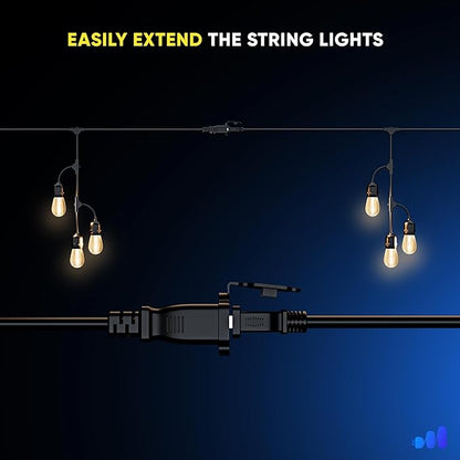 Maximm Outdoor String Lights Waterproof Shatterproof - LED Lights for Outside, with 10 Edison Plastic Bulbs Great for Patio, Home Decor, Outdoor Lights