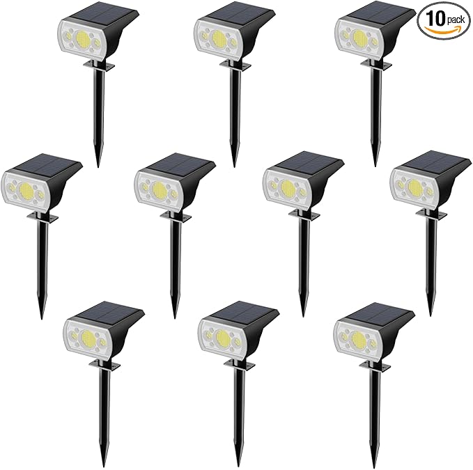 ROMELUCE SJUEDENG 10PCS Solar Spotlight Outdoor, 64 LEDs 1000 lumens 3 Lighting Modes Solar Powered Garden Pathway | Lumora