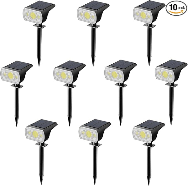 ROMELUCE SJUEDENG 10PCS Solar Spotlight Outdoor, 64 LEDs 1000 lumens 3 Lighting Modes Solar Powered Garden Pathway | Lumora