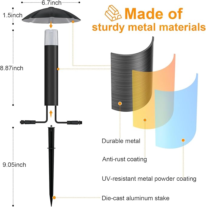 Low Voltage Landscape Lighting Kit: 8-Pack All-in-One-Set Easy Setup - Dusk to Dawn Auto On/Off &Timer - 3W Outdoor Waterproof Metal Pathway Lights for Garden Yard Walkway Driveway