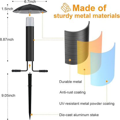Low Voltage Landscape Lighting Kit: 8-Pack All-in-One-Set Easy Setup - Dusk to Dawn Auto On/Off &Timer - 3W Outdoor Waterproof Metal Pathway Lights for Garden Yard Walkway Driveway