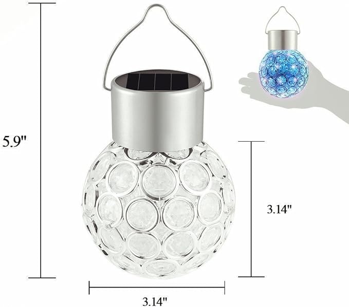 Solar Lights Garden Decorative Hanging Light Auto Color Changing LED Outdoor Balls Stake Lamps Party String Light Globe Ornaments Landscape Lighting for Patio Yard Window(3pack)