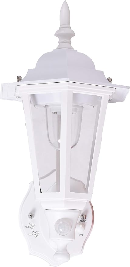 Maxsa 49719 Battery-Powered LED Motion-Activated Outdoor Wall Sconce-White-8.5" x 6" x 13