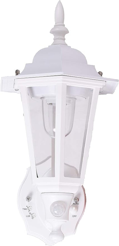 Maxsa 49719 Battery-Powered LED Motion-Activated Outdoor Wall Sconce-White-8.5" x 6" x 13