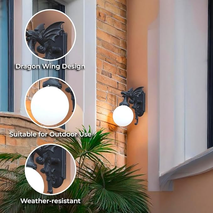 The King's Bay Gargoyle Dragon Outdoor Wall Light Sconce