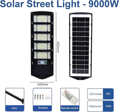 Solar Street Light Outdoor, Motion Sensor Solar Powered Lights, Dusk to Dawn Flood Lights with Remote Control, Waterproof Security Lighting for Yard Driveway Pathway Parking Lot Patio Porch