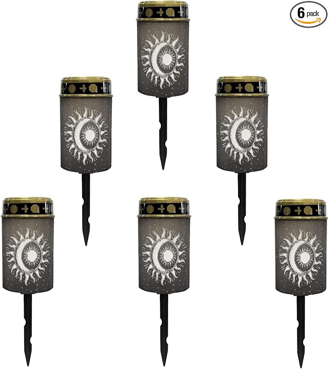 Outdoor Solar Garden Lights for Home Waterproof Pathway Lights Solar Lantern Landscape Lighting for Yard Patio Driveway Outdoor Stake Lights,Moon Star(Black)