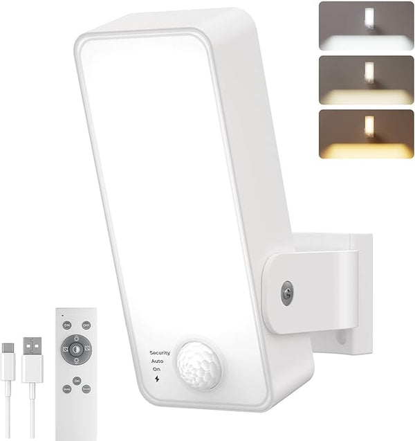 Motion Sensor Outdoor Light, 10000mAh Rechargeable 600 Lumen Battery Operated Outdoor Light with 3 Modes, 3 Color | Lumora